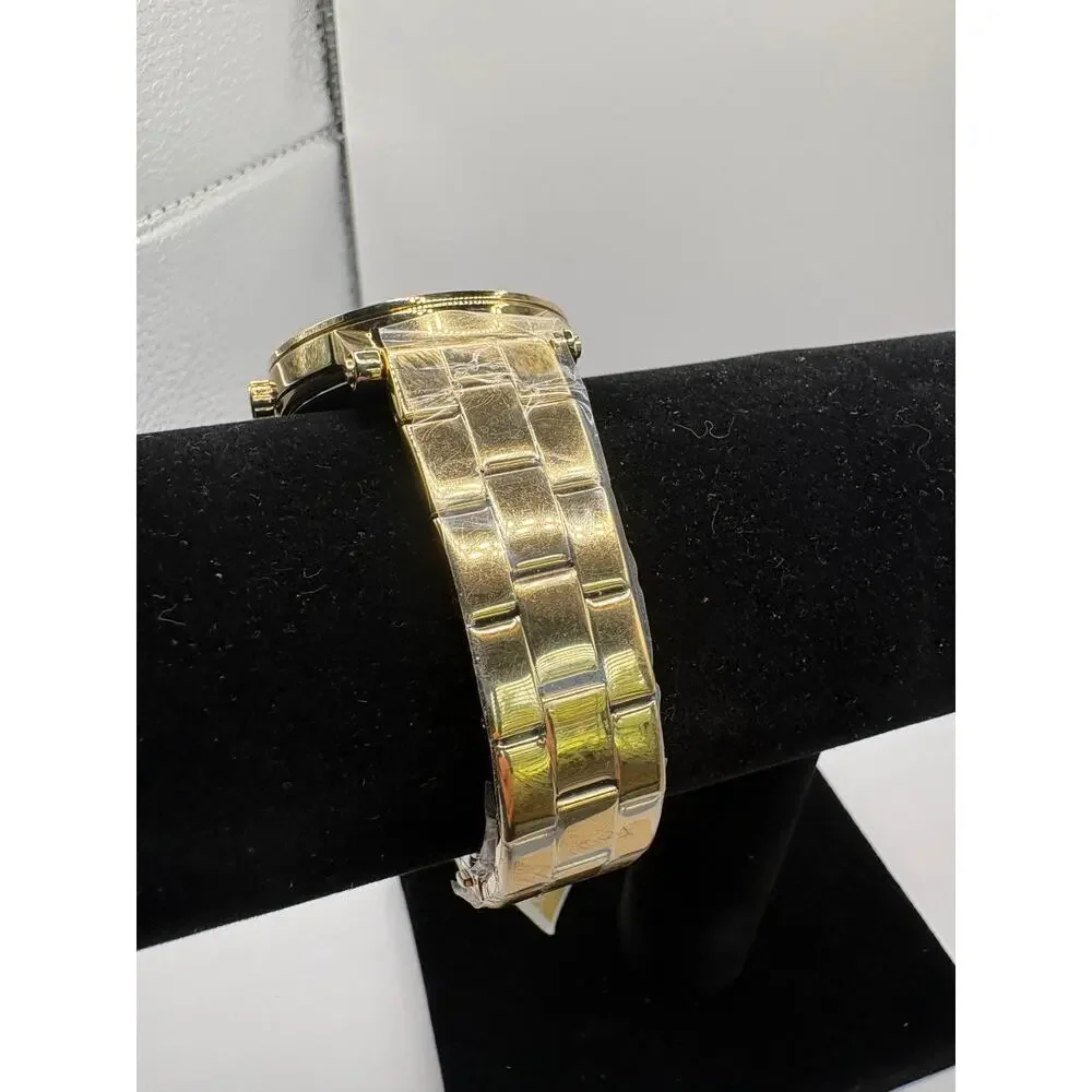 Michael Kors Mk7547 Watch Gold-Tone Black Pave Crystal Bezel Nwt Gold